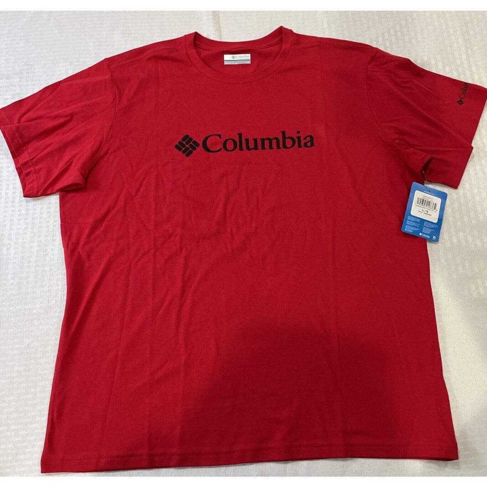 Mens Columbia Rockaway River Graphic SS T-Shirt, Size Medium, Color Red